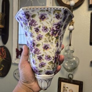 Gorgwous Vintage Floral Porcelain Wall Vases.